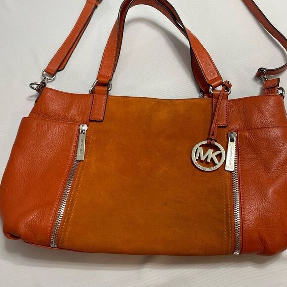 Michael Kors Orange Suede Leather Purse Handbag - Picture 2 of 16